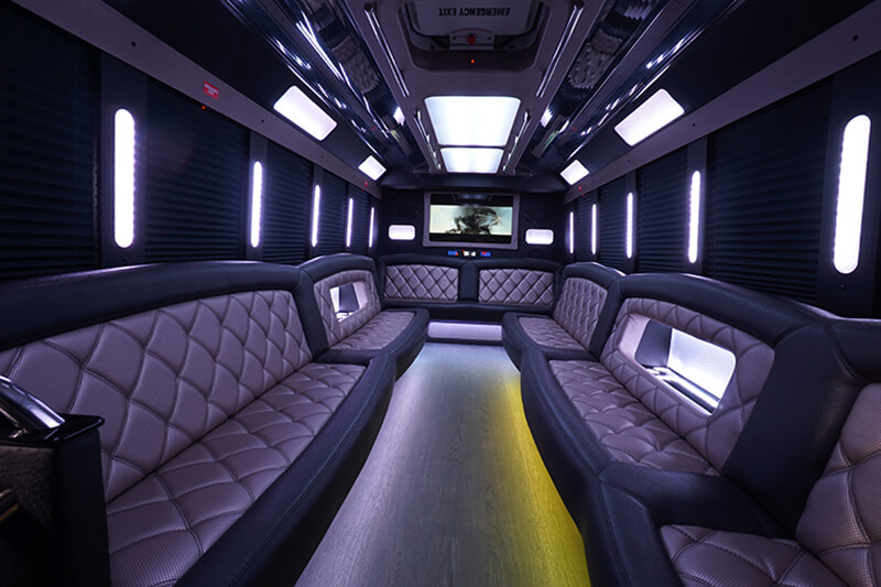 inside a limo bus